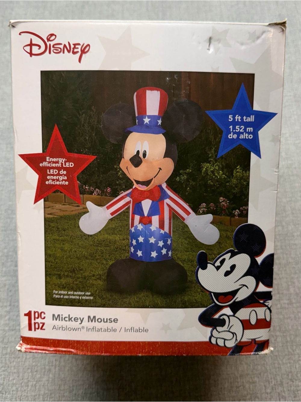 Disney Gemmy Patriotic Mickey Mouse Inflatable 5 Ft